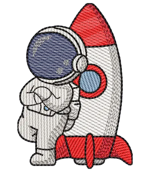 Matriz de Bordado Astronauta e Foguete